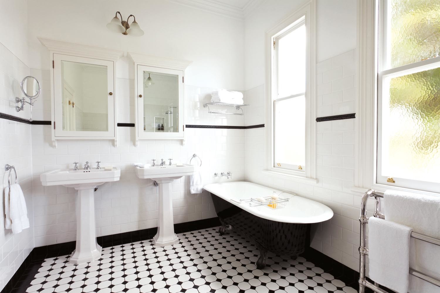 1920s Style Bathrooms That Inspire Rue, Black 038 White Tile Designs Bathrooms